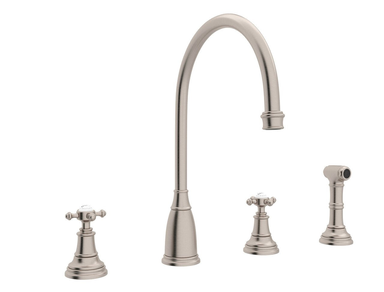 Perrin & Rowe Georgian Era 4-Hole C-Spout Kitchen Faucet with Sidespray - BNGBath