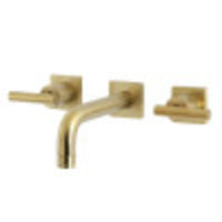 Thumbnail for Kingston Brass KS6127CML Manhattan Two-Handle Wall Mount Bathroom Faucet, Brushed Brass - BNGBath