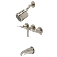 Thumbnail for Kingston Brass KBX8138EFL Centurion Three-Handle Tub and Shower Faucet, Brushed Nickel - BNGBath