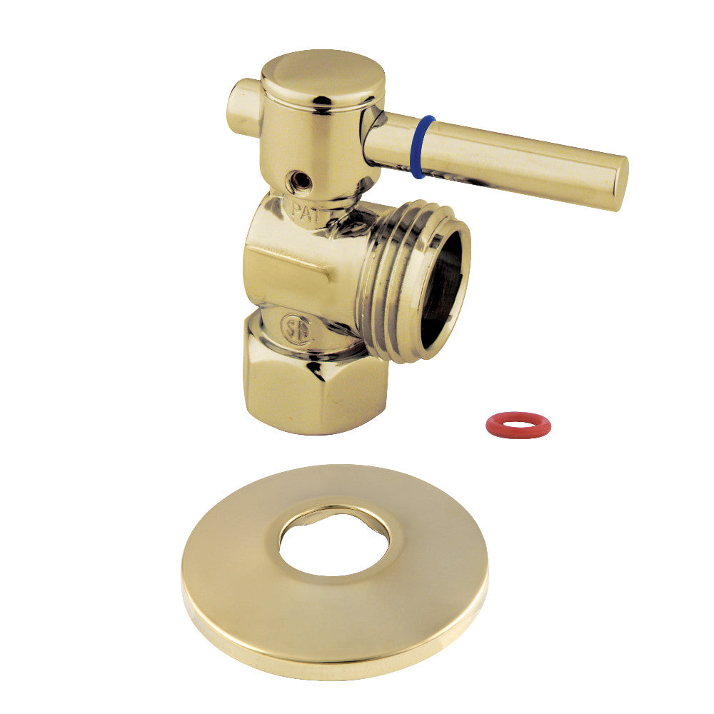 Kingston Brass CC13002DLK 1/2-Inch IPS X 3/4-Inch Hose Thread Quarter-Turn Angle Stop Valve with Flange, Polished Brass - BNGBath