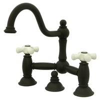 Thumbnail for Kingston Brass KS3915PX Restoration Bathroom Bridge Faucet, Oil Rubbed Bronze - BNGBath