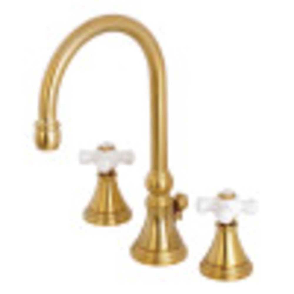 Kingston Brass KS2987PX 8 in. Widespread Bathroom Faucet, Brushed Brass - BNGBath