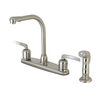 Thumbnail for Kingston Brass FB758EFLSP Centurion 8-Inch Centerset Kitchen Faucet with Sprayer, Brushed Nickel - BNGBath