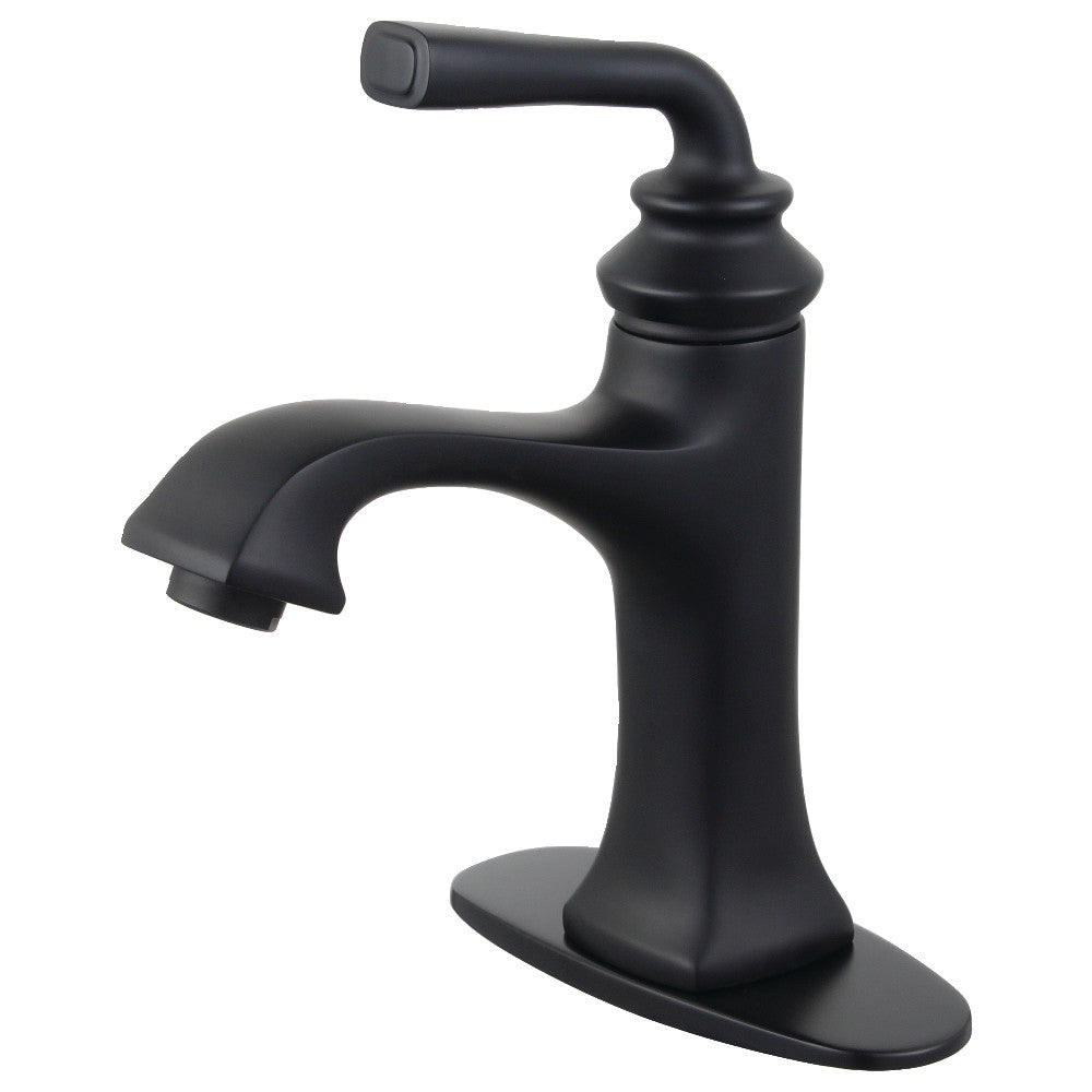 Fauceture LS4420RXL Restoration Single-Handle Bathroom Faucet with Push-Up Drain and Deck Plate, Matte Black - BNGBath