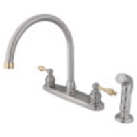 Thumbnail for Kingston Brass KB729ALSP Vintage 8-Inch Centerset Kitchen Faucet, Brushed Nickel/Polished Brass - BNGBath