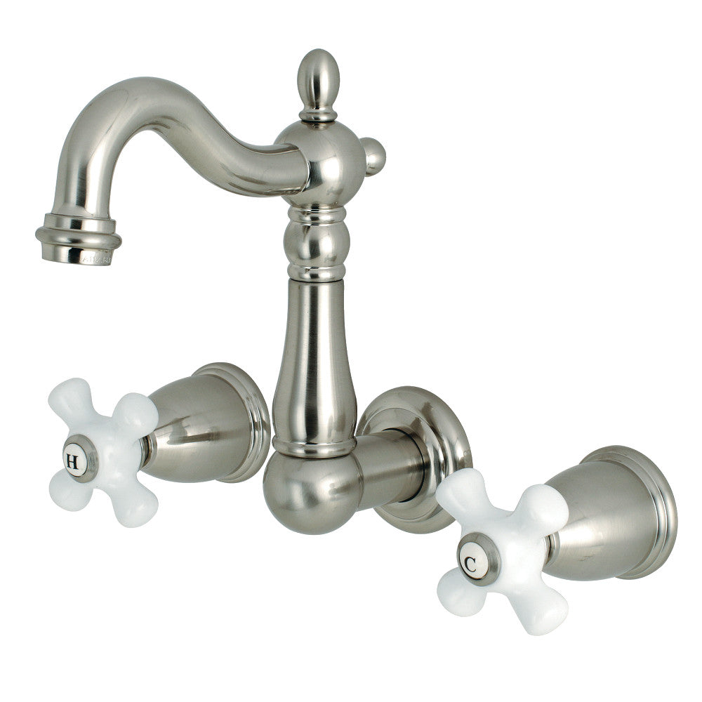 Kingston Brass KS1228PX 8-Inch Center Wall Mount Bathroom Faucet, Brushed Nickel - BNGBath