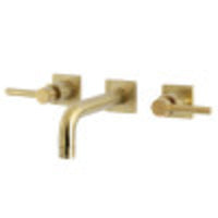 Thumbnail for Kingston Brass KS6127DL Concord Two-Handle Wall Mount Bathroom Faucet, Brushed Brass - BNGBath