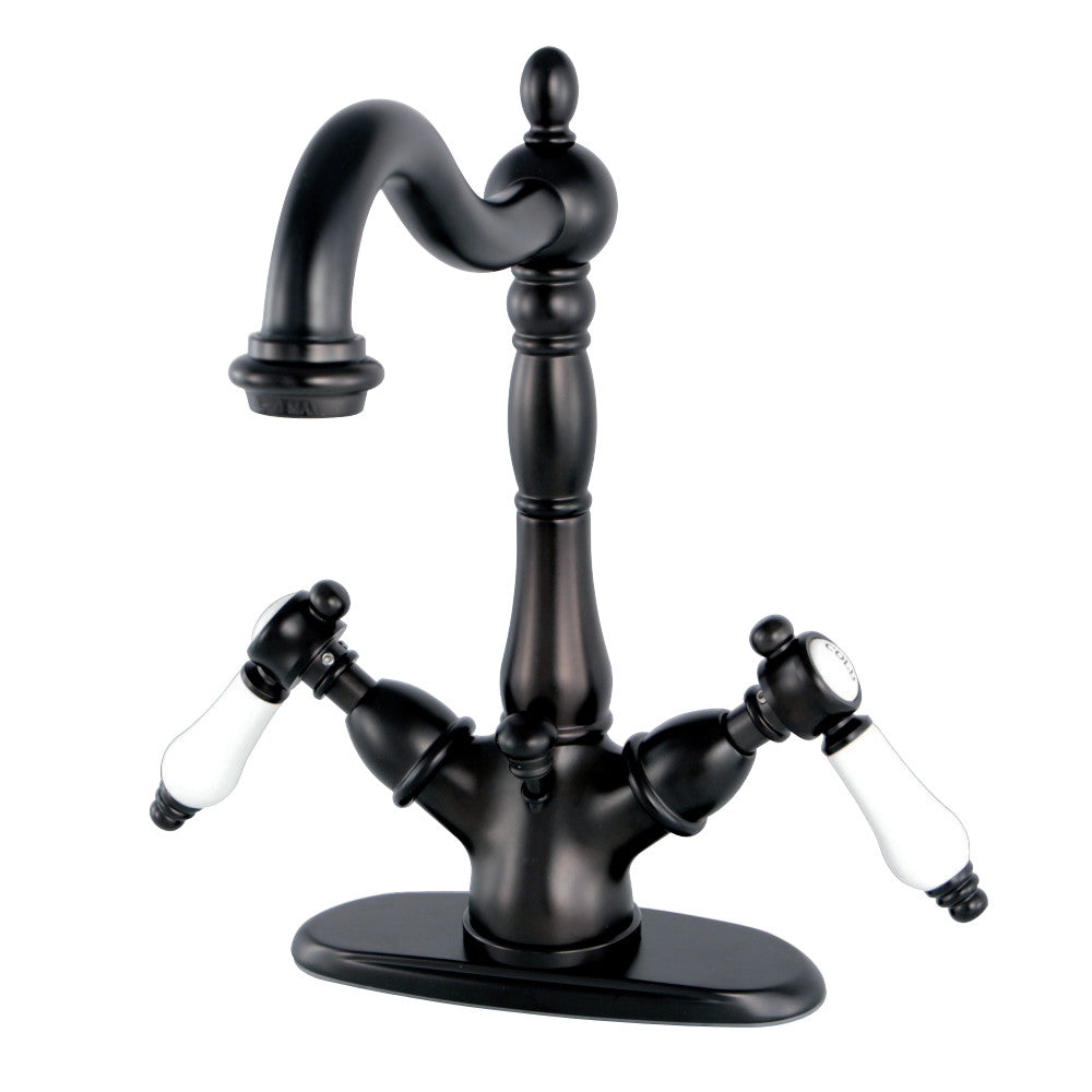 Kingston Brass KS1435BPL Bel-Air Two-Handle Bathroom Faucet with Brass Pop-Up and Cover Plate, Oil Rubbed Bronze - BNGBath