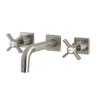 Thumbnail for Kingston Brass KS6128ZX Millennium Two-Handle Wall Mount Bathroom Faucet, Brushed Nickel - BNGBath