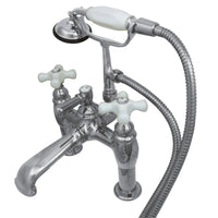 Thumbnail for Kingston Brass CC612T1 Vintage 7-Inch Deck Mount Tub Faucet with Hand Shower, Polished Chrome - BNGBath