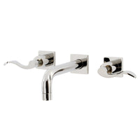Thumbnail for Kingston Brass KS6126DFL NuWave Two-Handle Wall Mount Bathroom Faucet, Polished Nickel - BNGBath