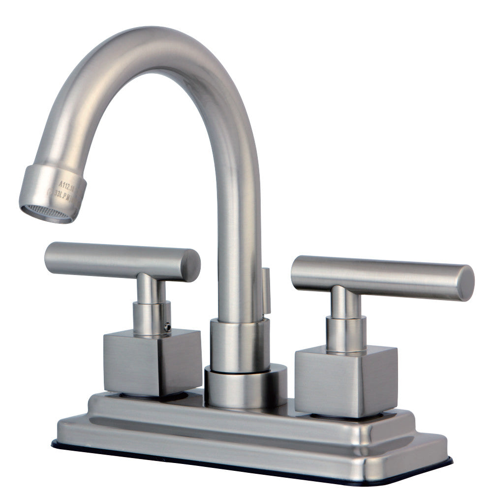 Kingston Brass KS8668CQL Claremont 4 in. Centerset Bathroom Faucet with Brass Pop-Up, Brushed Nickel - BNGBath