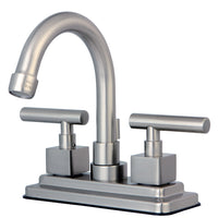 Thumbnail for Kingston Brass KS8668CQL Claremont 4 in. Centerset Bathroom Faucet with Brass Pop-Up, Brushed Nickel - BNGBath