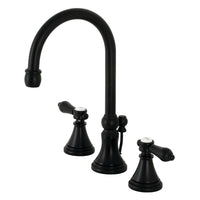 Thumbnail for Kingston Brass KS2980BAL Heirloom Widespread Bathroom Faucet with Brass Pop-Up, Matte Black - BNGBath