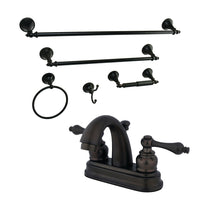 Thumbnail for Kingston Brass KBK5615AL 4 in. Bathroom Faucet with 5-Piece Bathroom Hardware Combo, Oil Rubbed Bronze - BNGBath