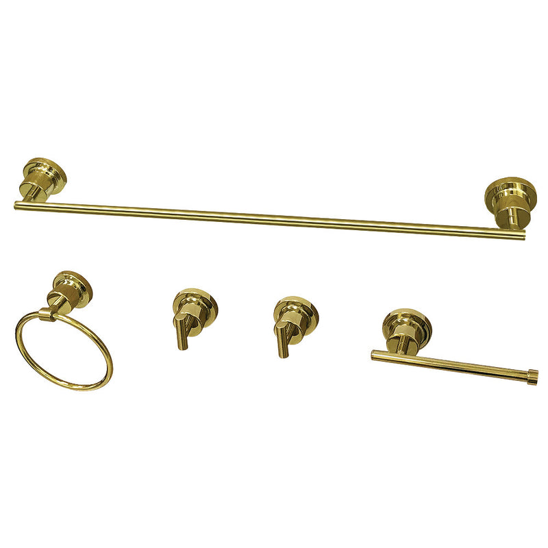 Kingston Brass BAH8230478PB Concord 5-Piece Bathroom Accessory Set, Polished Brass - BNGBath