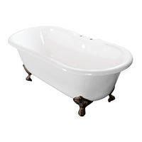 Thumbnail for Aqua Eden VCT7D603017NB5 60-Inch Cast Iron Double Ended Clawfoot Tub with 7-Inch Faucet Drillings, White/Oil Rubbed Bronze - BNGBath