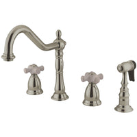 Thumbnail for Kingston Brass KS1798PXBS Widespread Kitchen Faucet, Brushed Nickel - BNGBath