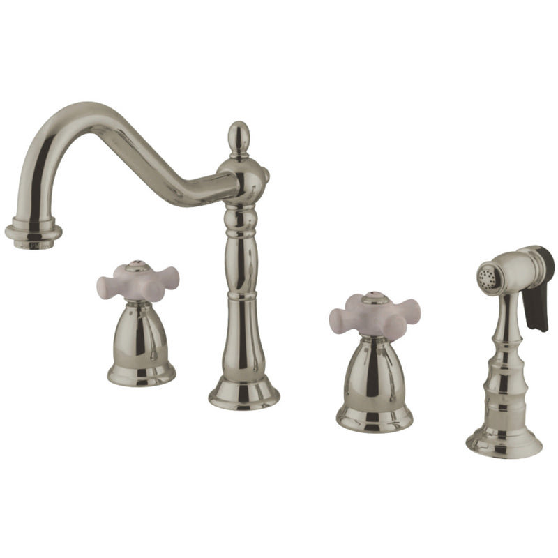 Kingston Brass KS1798PXBS Widespread Kitchen Faucet, Brushed Nickel - BNGBath