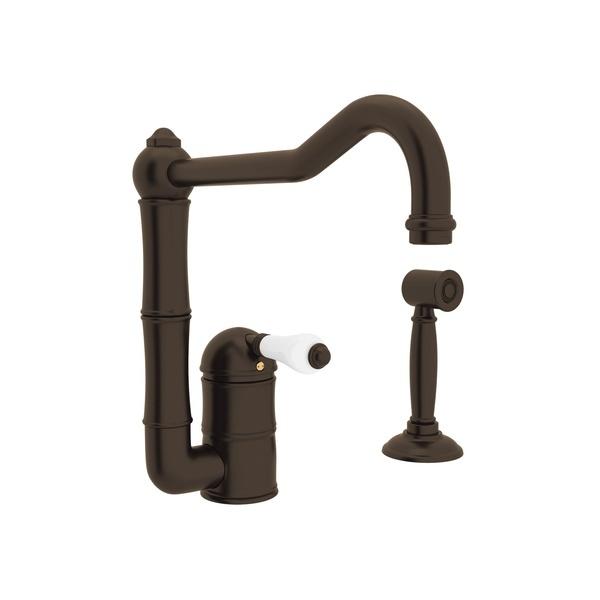 ROHL Acqui Single Hole Column Spout Kitchen Faucet with Sidespray - BNGBath