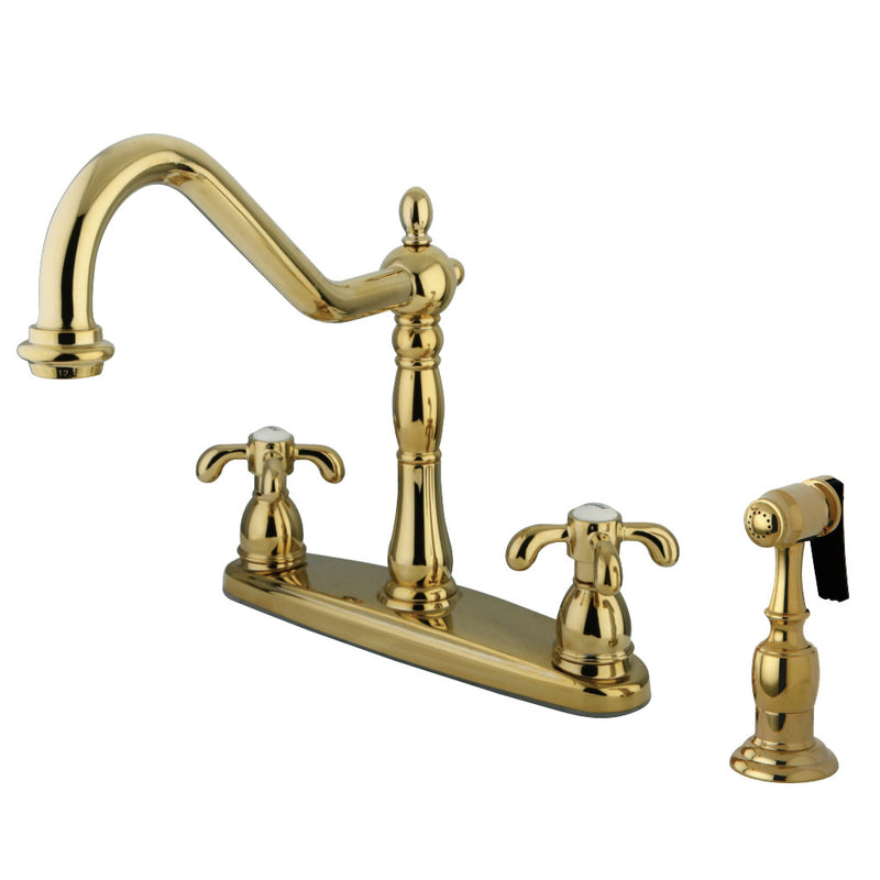 Kingston Brass KB1752TXBS French Country Centerset Kitchen Faucet, Polished Brass - BNGBath