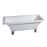 Thumbnail for Aqua Eden VTSQ673018A2 67-Inch Acrylic Double Ended Clawfoot Tub (No Faucet Drillings), White/Polished Brass - BNGBath