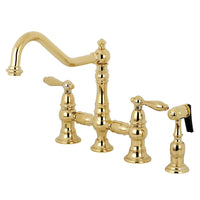 Thumbnail for Kingston Brass KS3272ALBS Kitchen Faucet with Side Sprayer, Polished Brass - BNGBath