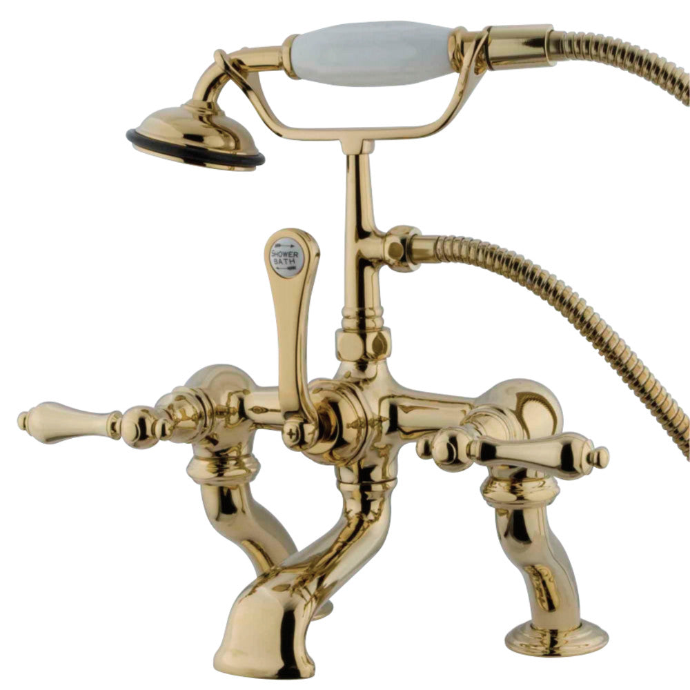 Kingston Brass CC409T2 Vintage 7-Inch Deck Mount Tub Faucet with Hand Shower, Polished Brass - BNGBath