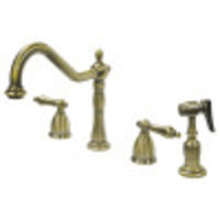 Thumbnail for Kingston Brass KB1793ALBS Widespread Kitchen Faucet, Antique Brass - BNGBath