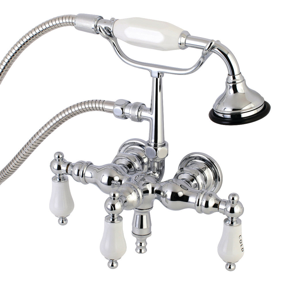 Aqua Vintage AE22T1 Vintage 3-3/8 Inch Wall Mount Tub Faucet with Hand Shower, Polished Chrome - BNGBath