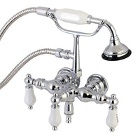Thumbnail for Aqua Vintage AE22T1 Vintage 3-3/8 Inch Wall Mount Tub Faucet with Hand Shower, Polished Chrome - BNGBath