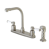 Thumbnail for Kingston Brass FB758DPLSP Paris 8-Inch Centerset Kitchen Faucet with Sprayer, Brushed Nickel - BNGBath