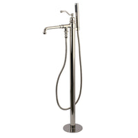 Thumbnail for Kingston Brass KS7036ABL English Country Freestanding Tub Faucet with Hand Shower, Polished Nickel - BNGBath
