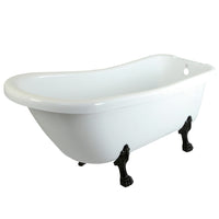 Thumbnail for Aqua Eden VT7DE672826C5 67-Inch Acrylic Single Slipper Clawfoot Tub with 7-Inch Faucet Drillings, White/Oil Rubbed Bronze - BNGBath