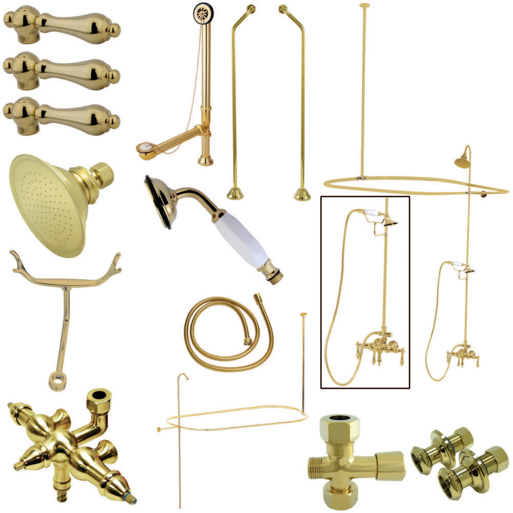 Kingston Brass CCK3182AL Vintage Down Spout Clawfoot Tub Faucet Package, Polished Brass - BNGBath