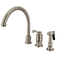 Thumbnail for Kingston Brass KS7828TLBS Single-Handle Widespread Kitchen Faucet, Brushed Nickel - BNGBath