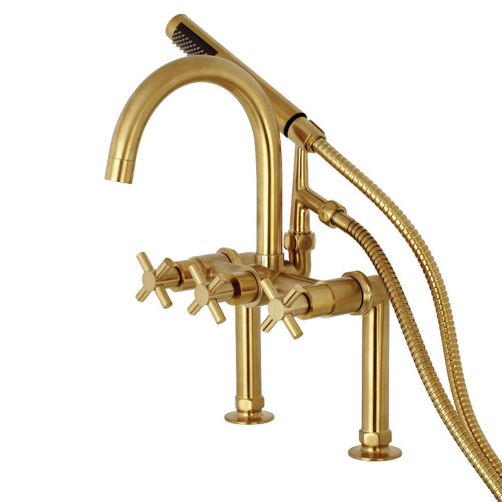 Aqua Vintage AE8107DX Concord 7-Inch Deck Mount Clawfoot Tub Faucet, Brushed Brass - BNGBath