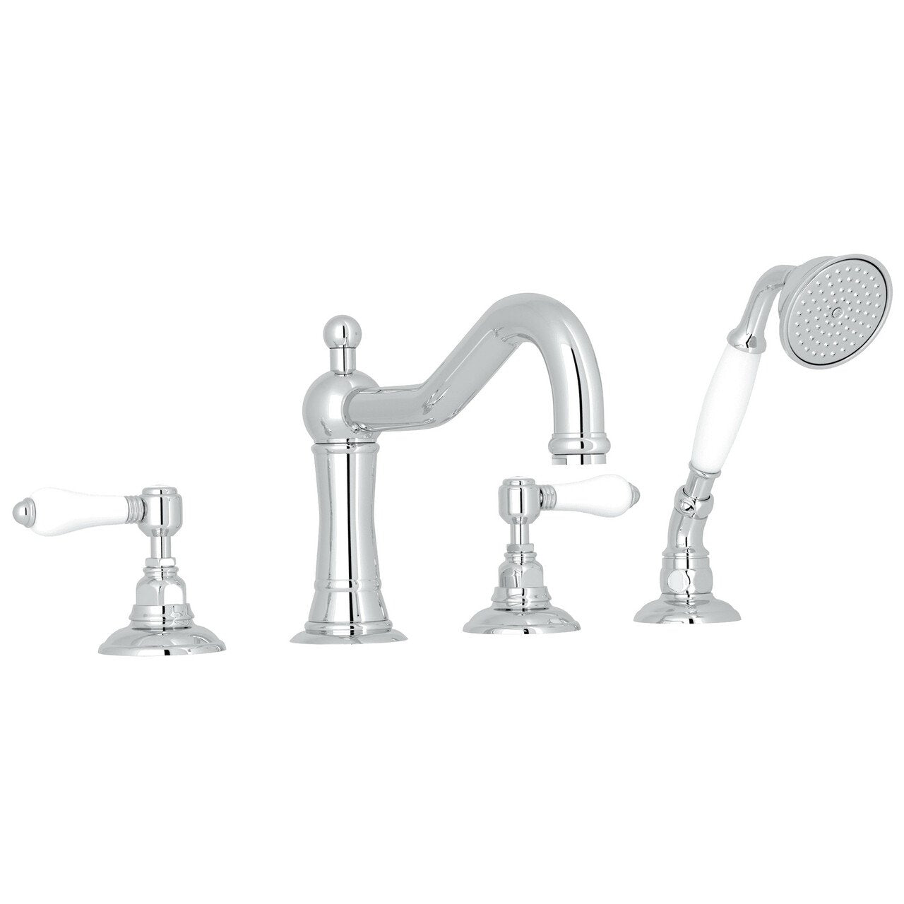 ROHL Acqui 4-Hole Deck Mount Column Spout Tub Filler with Handshower - BNGBath