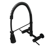 Thumbnail for Gourmetier GS8280DL Concord 2-Handle Wall Mount Pull-Down Kitchen Faucet, Matte Black - BNGBath