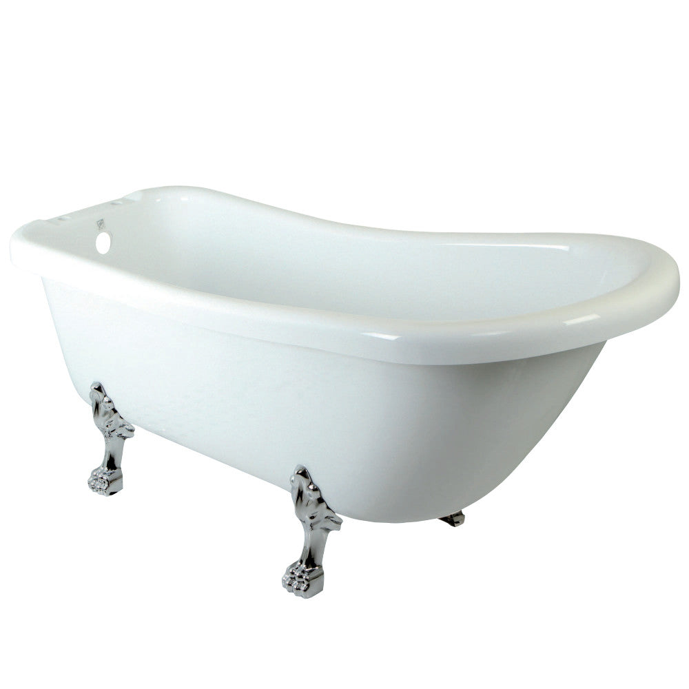 Aqua Eden VTDE692823C1 67-Inch Acrylic Single Slipper Clawfoot Tub with 7-Inch Faucet Drillings, White/Polished Chrome - BNGBath
