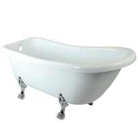 Thumbnail for Aqua Eden VTDE692823C1 67-Inch Acrylic Single Slipper Clawfoot Tub with 7-Inch Faucet Drillings, White/Polished Chrome - BNGBath