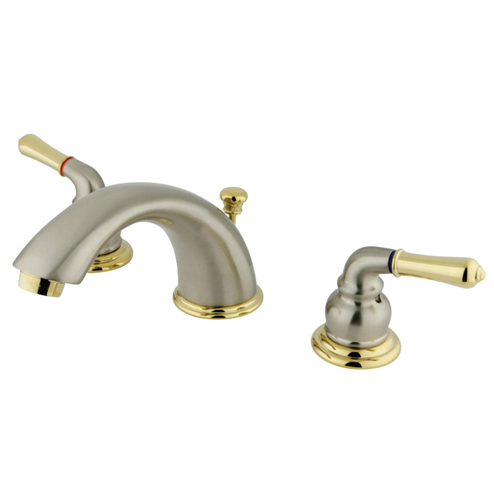 Kingston Brass KB969 Magellan Widespread Bathroom Faucet with Retail Pop-Up, Brushed Nickel/Polished Brass - BNGBath