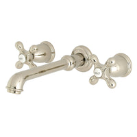 Thumbnail for Kingston Brass KS7126AX English Country Two-Handle Wall Mount Bathroom Faucet, Polished Nickel - BNGBath