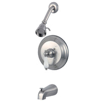 Thumbnail for Kingston Brass GKB3638PL Water Saving Restoration Tub and Shower Faucet with Porcelain Lever Handles, Brushed Nickel - BNGBath