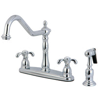 Thumbnail for Kingston Brass KB1751TXBS French Country Centerset Kitchen Faucet, Polished Chrome - BNGBath