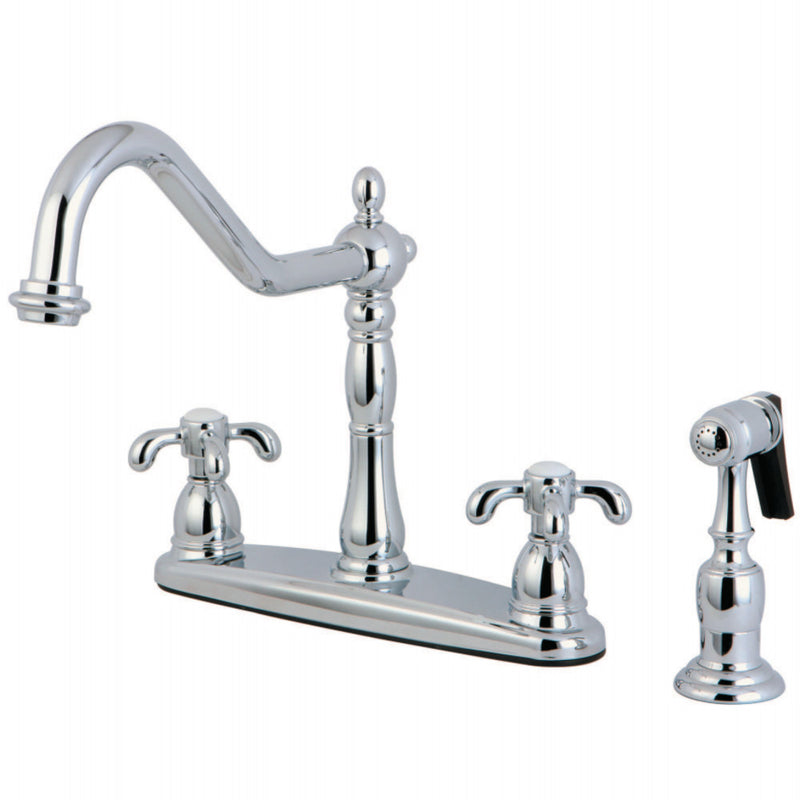 Kingston Brass KB1751TXBS French Country Centerset Kitchen Faucet, Polished Chrome - BNGBath