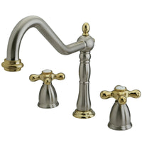 Thumbnail for Kingston Brass KB1799AXLS Widespread Kitchen Faucet, Brushed Nickel/Polished Brass - BNGBath