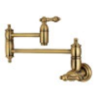 Thumbnail for Kingston Brass KS3103AL Restoration Wall Mount Pot Filler Kitchen Faucet, Antique Brass - BNGBath