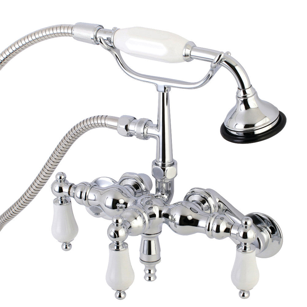 Kingston Brass AE422T1 Aqua Vintage 3-3/8 Inch Adjustable Wall Mount Clawfoot Tub Faucet with Hand Shower, Polished Chrome - BNGBath