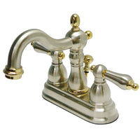 Thumbnail for Kingston Brass KB1609AL Heritage 4 in. Centerset Bathroom Faucet, Brushed Nickel/Polished Brass - BNGBath